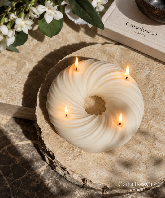 Spiral Donut Candle – Handmade 4 Wick Sculptural Soy Candle | Modern Home Décor