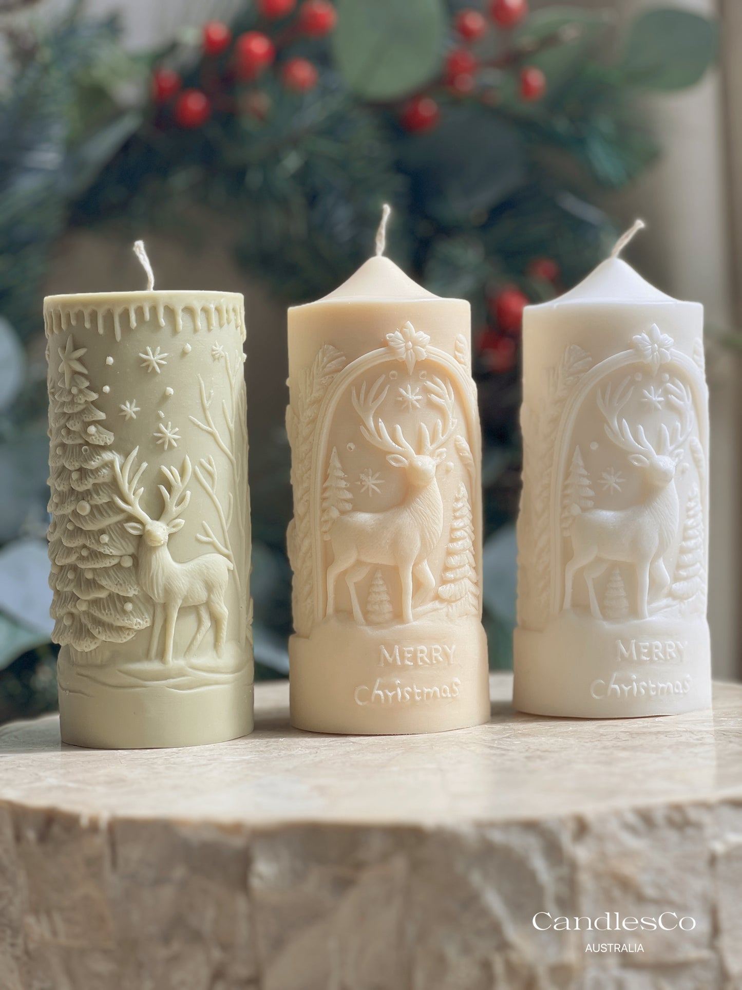 Reindeer Forest Pillar Candle