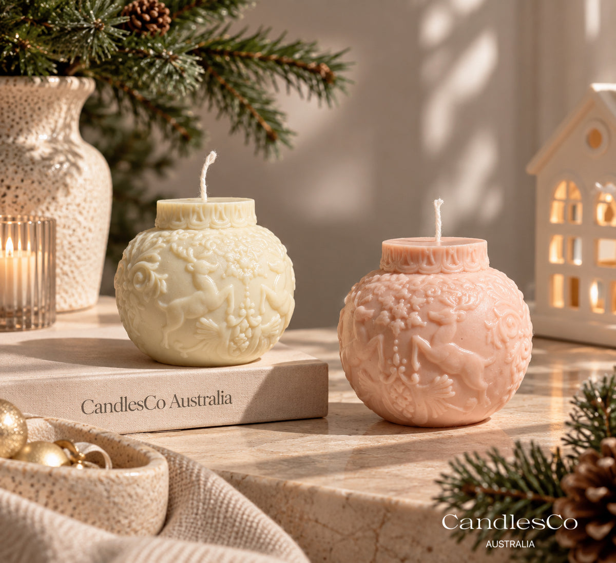 Christmas Reindeer Bauble Candle