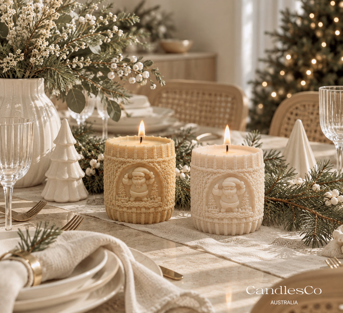 Christmas Knit Pillar Candle