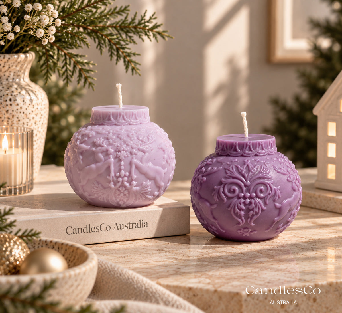 Christmas Reindeer Bauble Candle