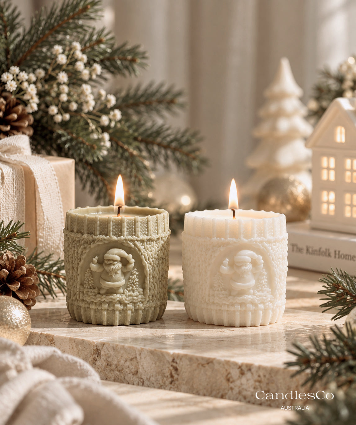 Christmas Knit Pillar Candle