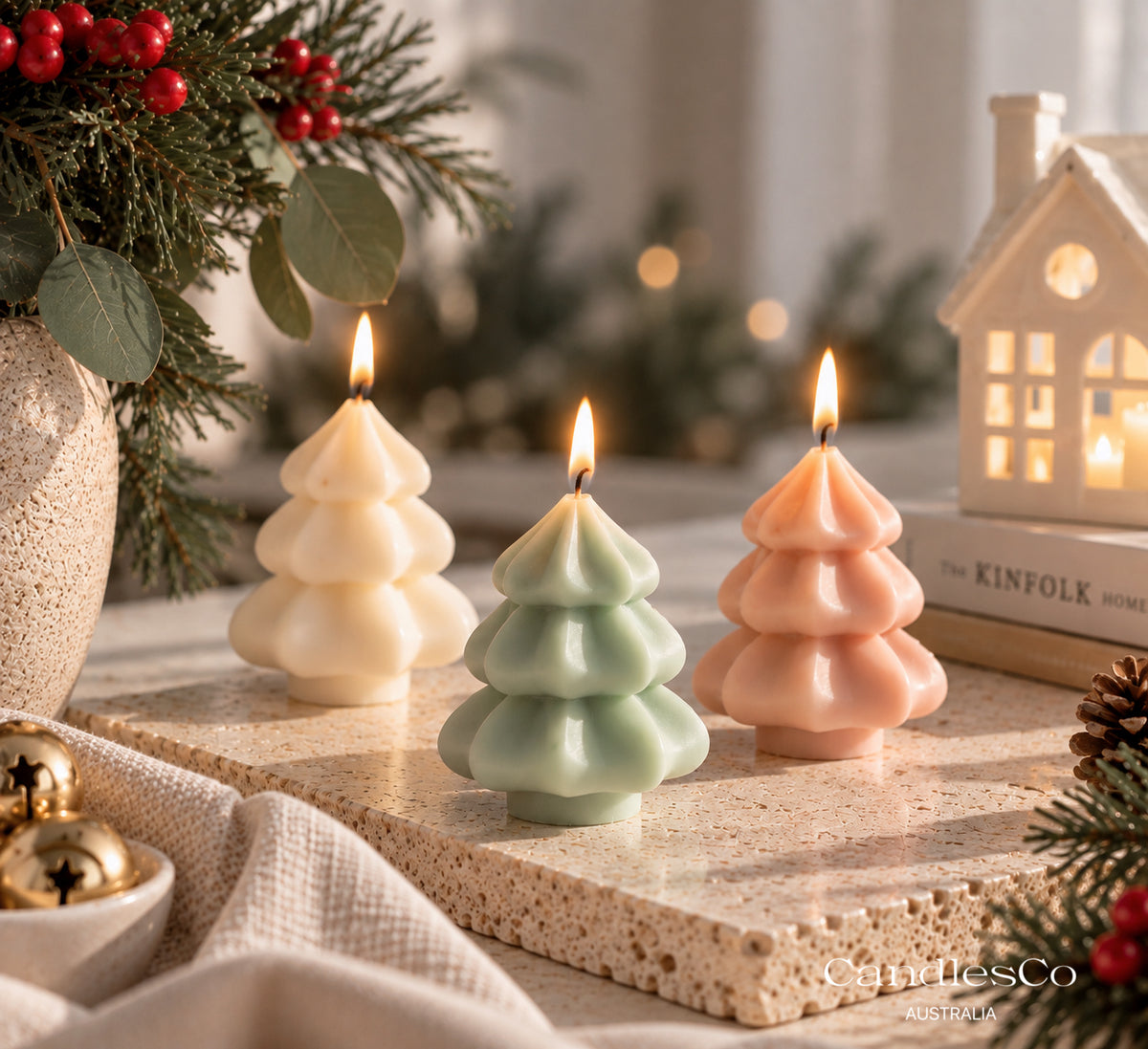 Snowy Christmas Tree Candle