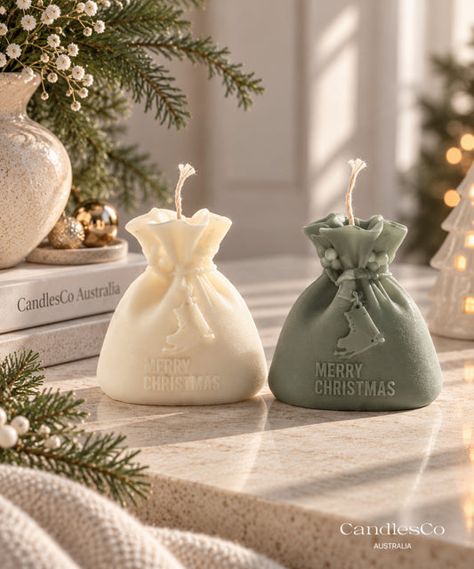 Merry Christmas Gift Sack Candle – Handmade Soy Christmas Candle