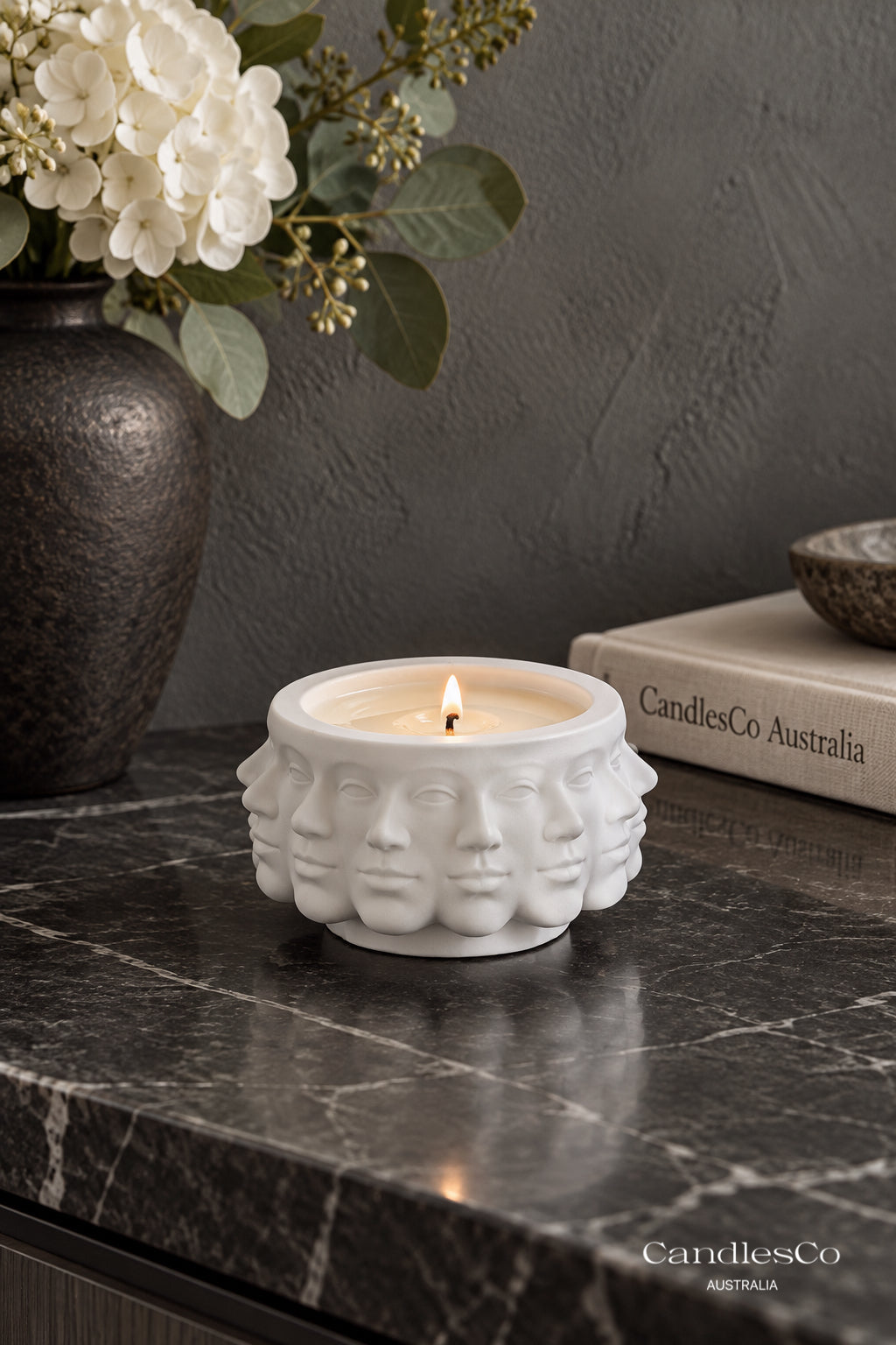 Abstract Face Candle Vessel – Handmade Scented Soy Candle | Modern Sculptural Home Décor