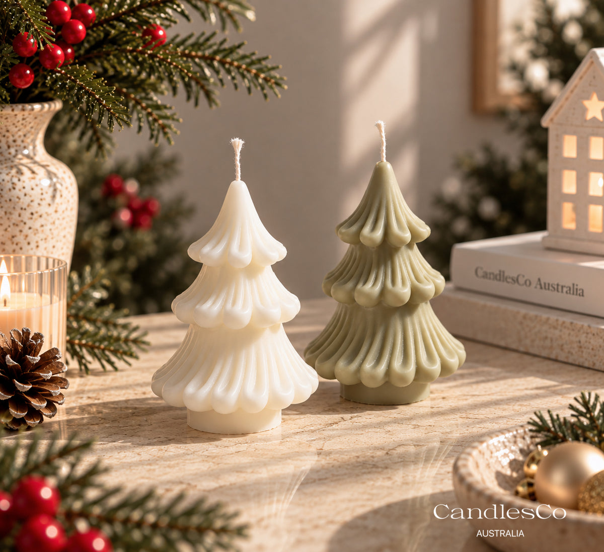 Draped Christmas Tree Candle – Handmade Soy Christmas Candle
