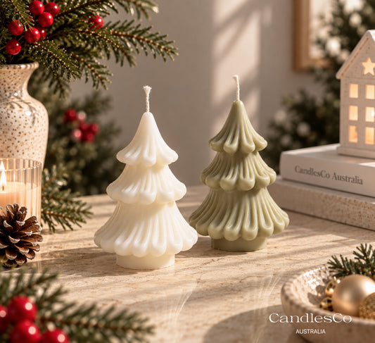 Draped Christmas Tree Candle – Handmade Soy Christmas Candle