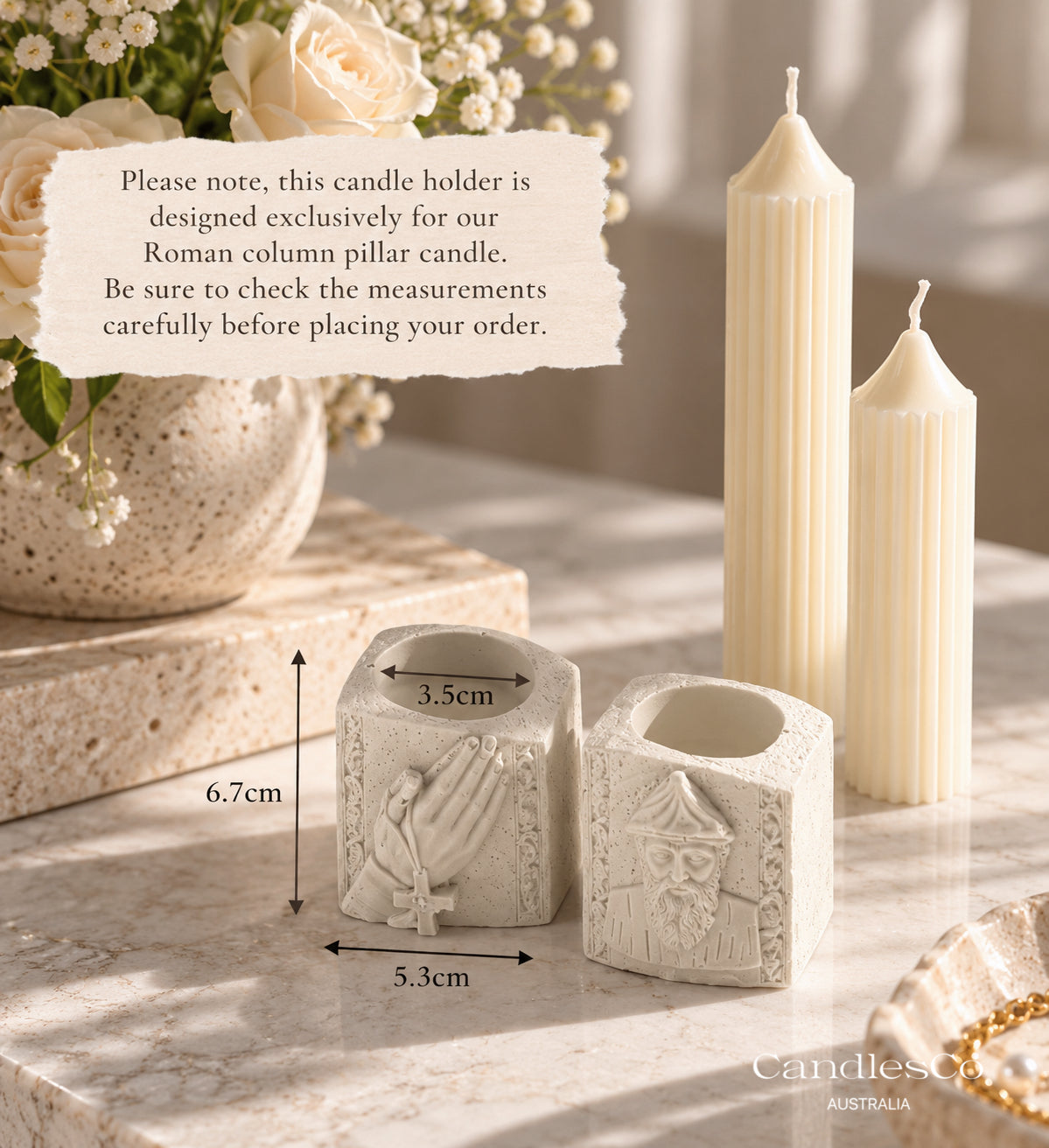 Praying Hands & Saint Charbel Candlestick Holder