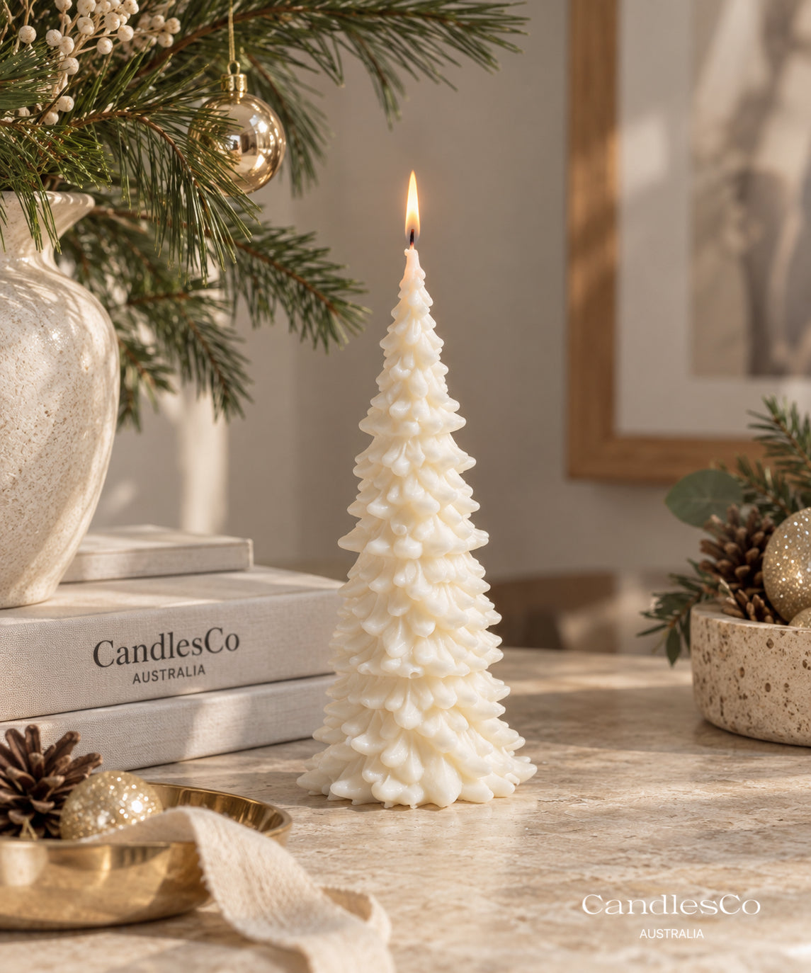 Tall Cascading Christmas Tree Candle – Handmade Soy Christmas Candle