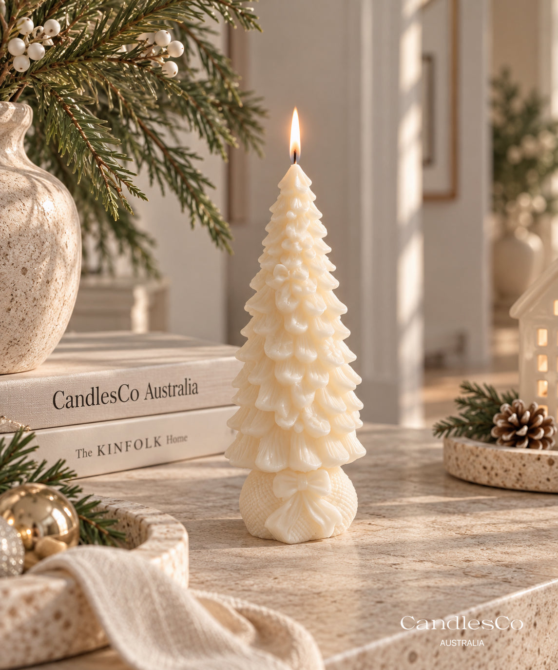 Bow Christmas Tree Candle – Handmade Soy Christmas Candle