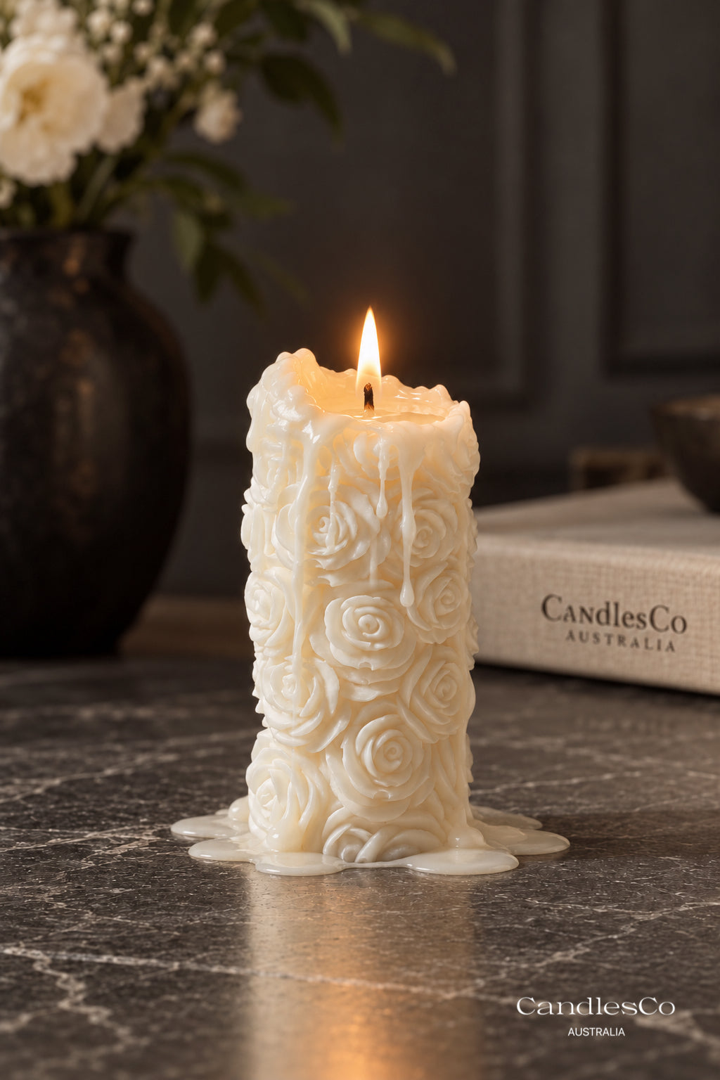 Rose Blossom Pillar Candle