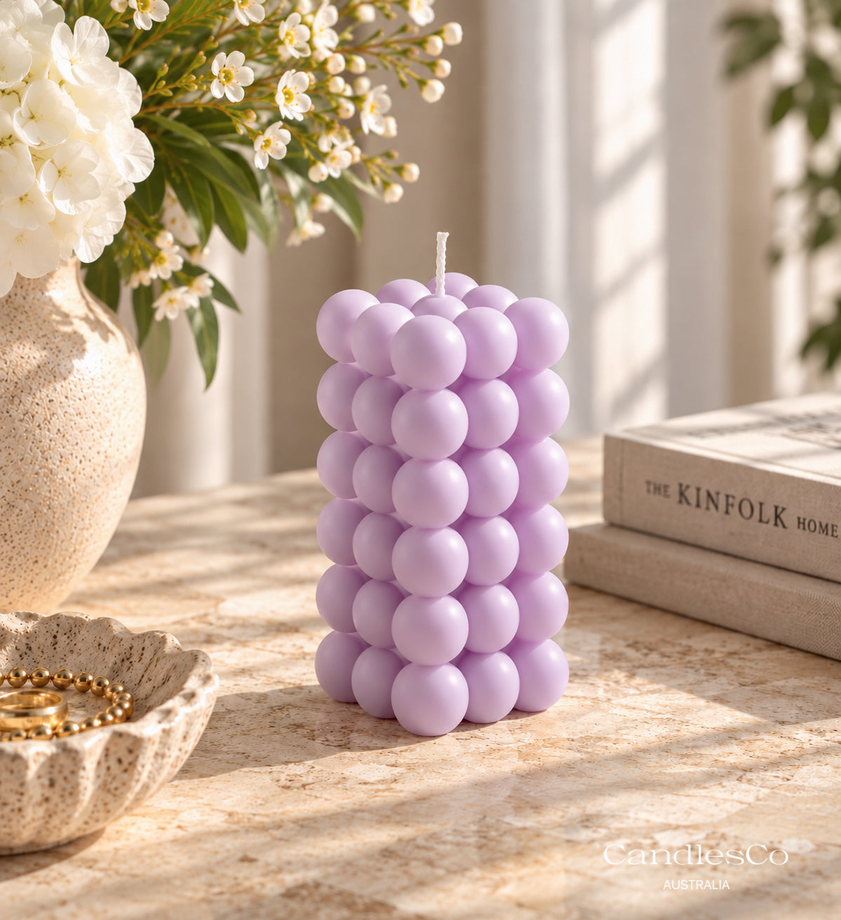 Bubble Pillar Candle – Handmade Sculptural Soy Wax Candle