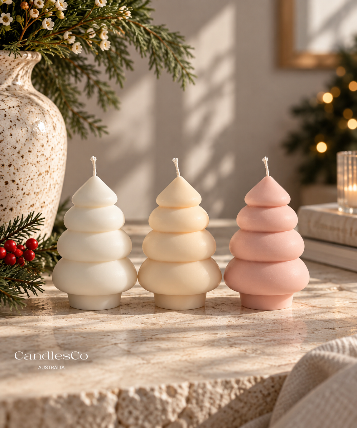 Minimalist Christmas Tree Candle – Handmade Soy Christmas Candle