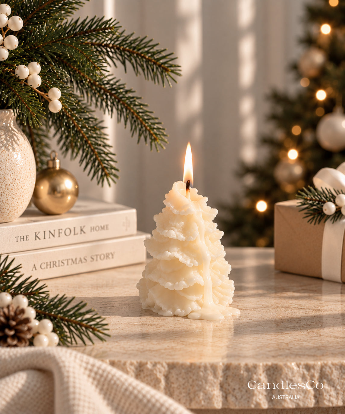 Ruffled Christmas Tree Candle