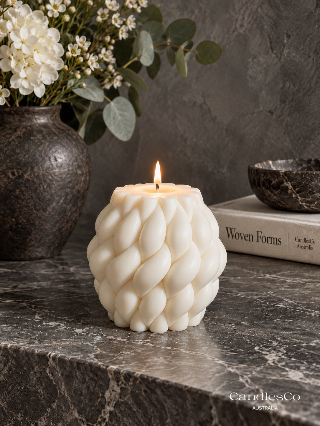 Braided Bubble Candle – Handmade Woven Sculptural Soy Candle | Modern Home Décor