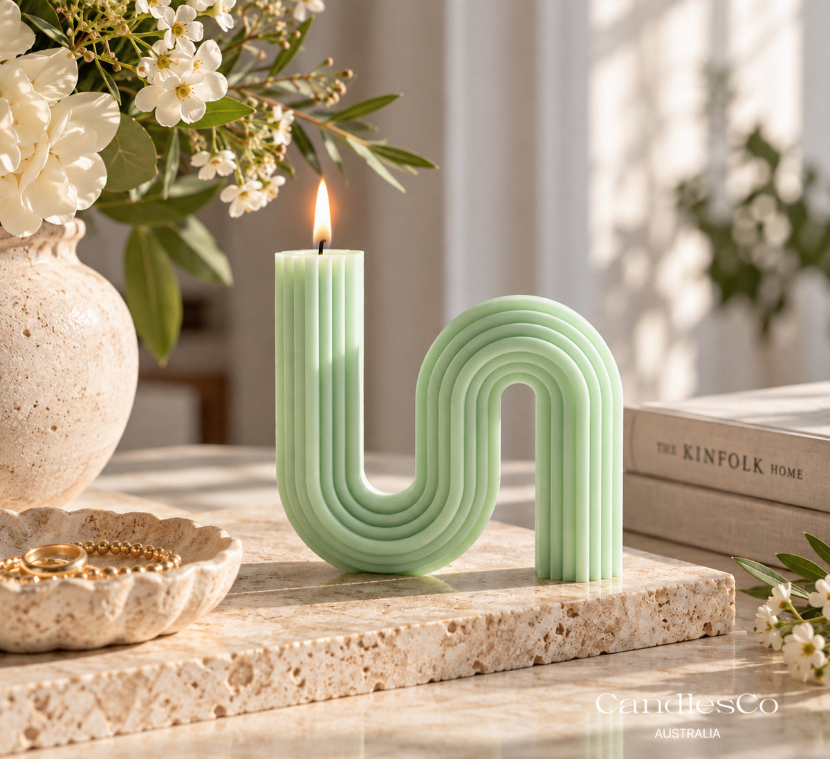 Wavy Rainbow Candle – Handmade Sculptural Soy Wax Statement Candle