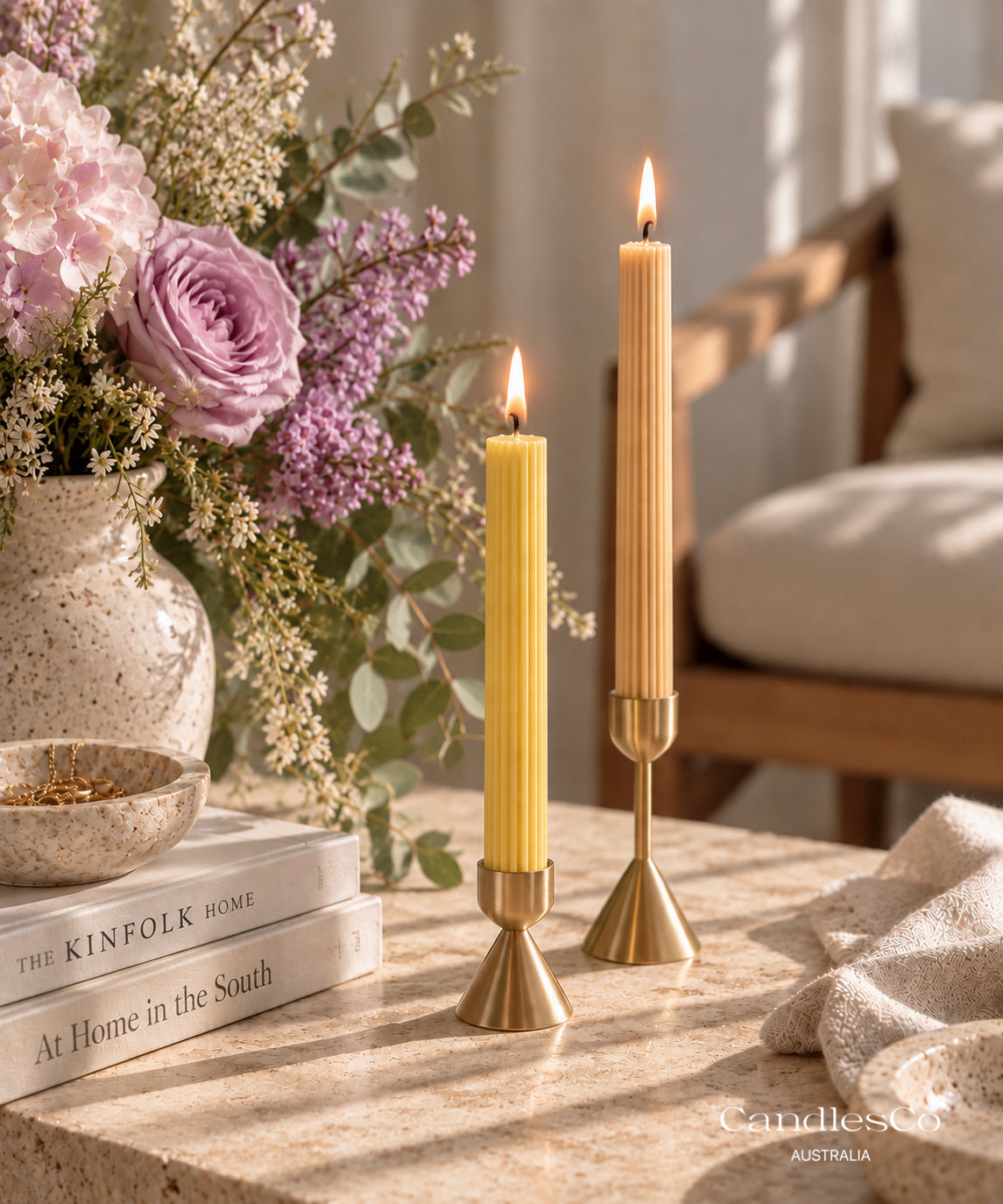 Ribbed Taper Candle – Handmade Soy Wax Dinner Candle