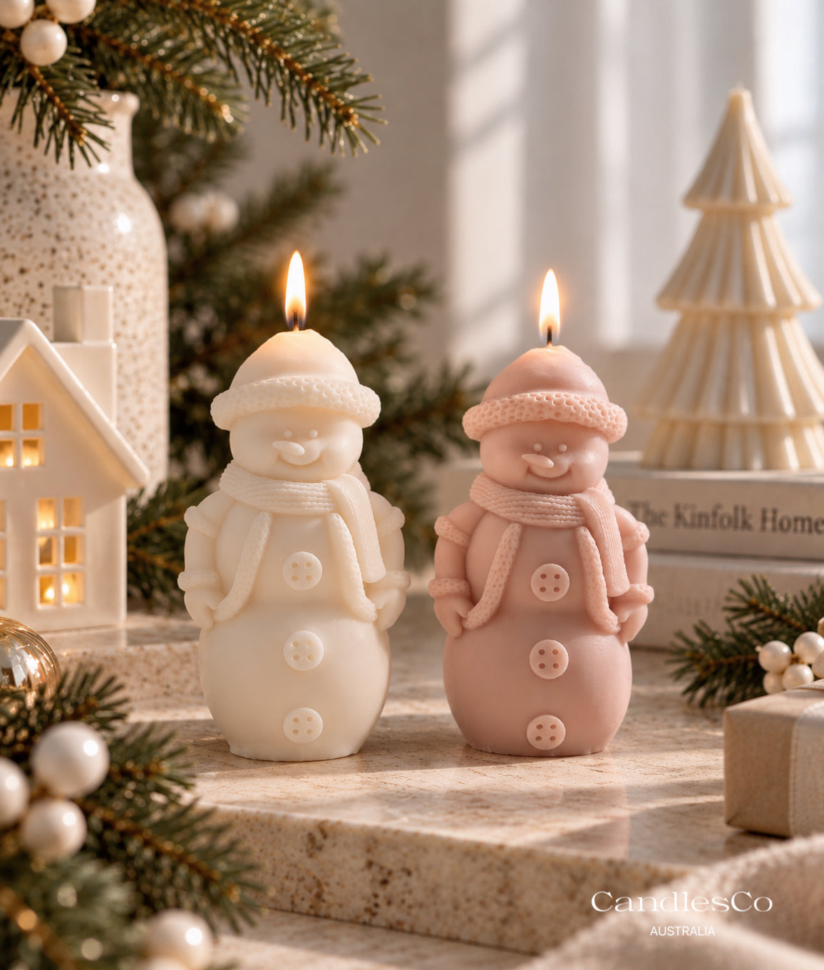 Large Snowmen Candle