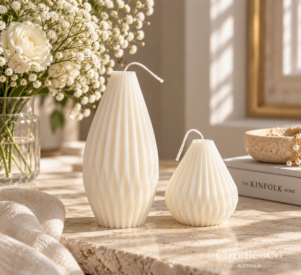 Modern Pleated Pillar Candle