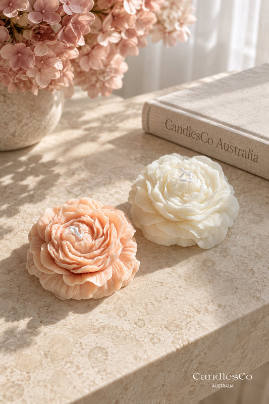 Peony Flower Candle – Handmade Sculptural Soy Candle