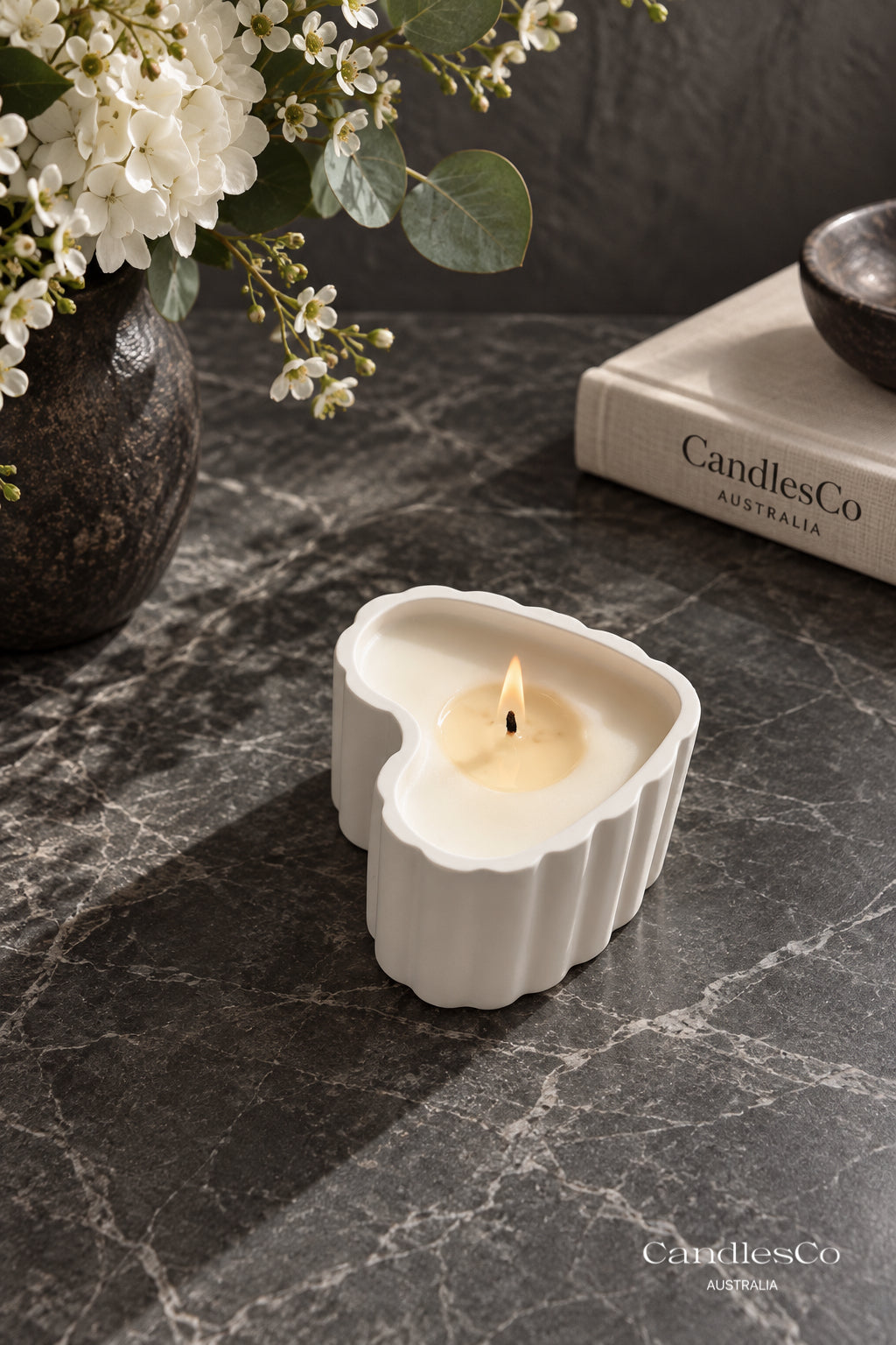 Ribbed Heart Candle Vessel – Handmade Scented Soy Candle | Romantic Home Décor & Gift