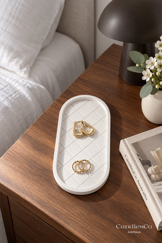 Quilted Oval Trinket Tray | Handmade Jewellery Dish