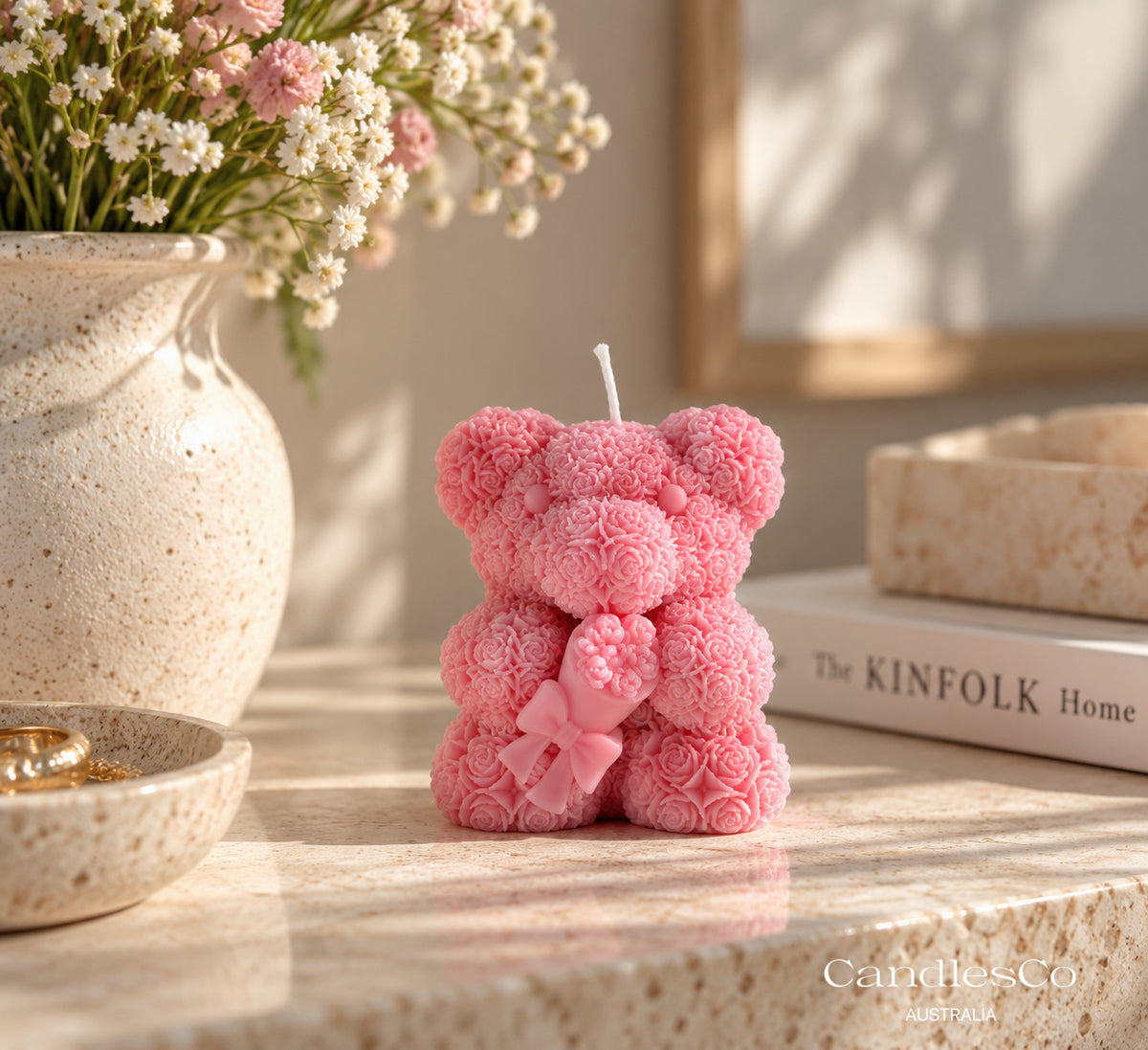Rose Teddy Bear Candle
