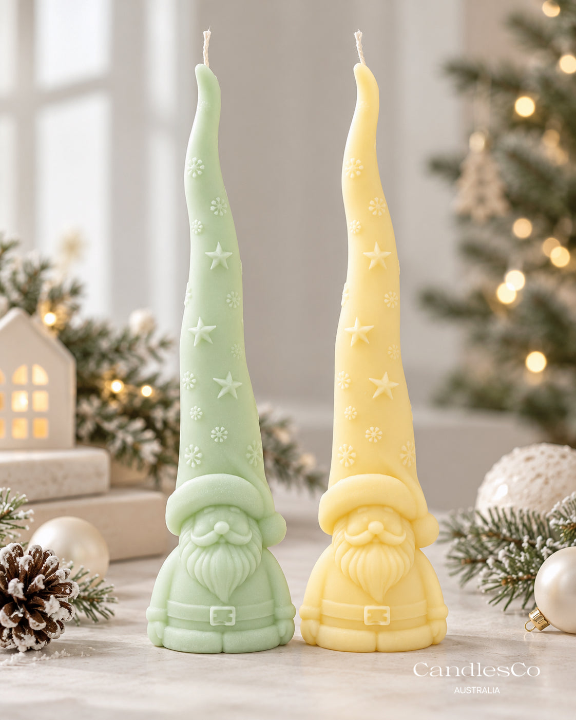 Tall Christmas Gnome Candle – Handmade Unscented Soy Wax Candle | Festive Christmas Décor