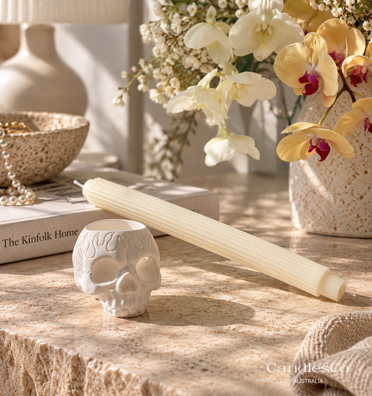 Skull Candlestick Holder | Gothic Taper Candle Holder