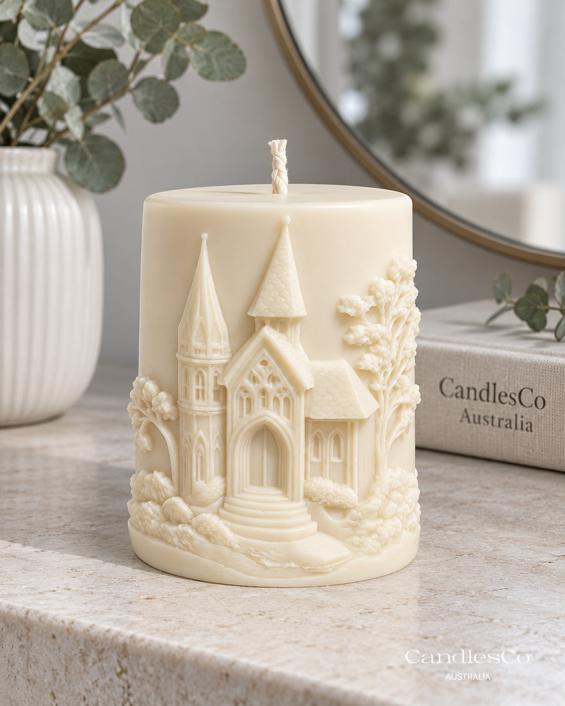 Church Pillar Candle – Handmade Unscented Soy Wax Candle