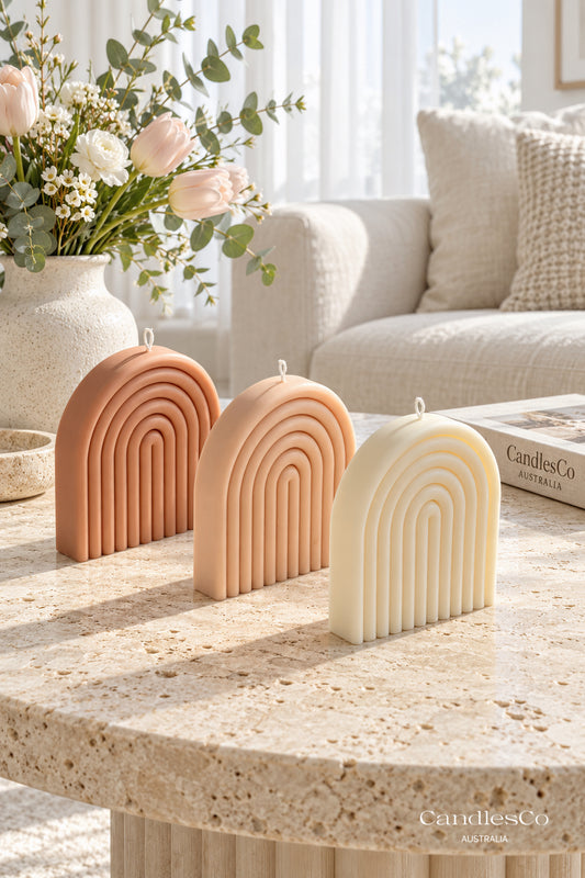 Modern Arch Rainbow Candle – Handmade Sculptural Soy Candle | Minimalist Home Décor