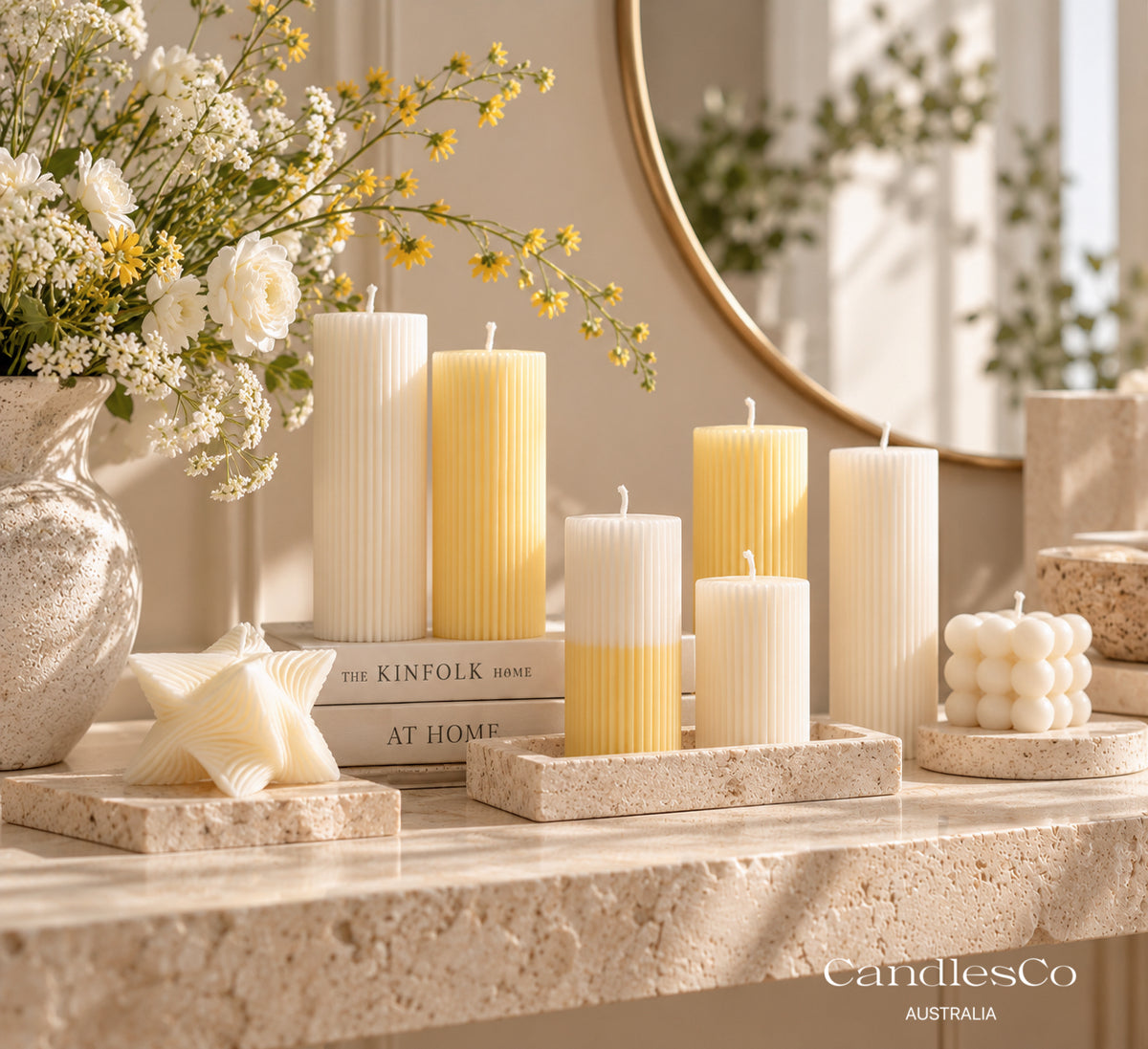 Ribbed Pillar Candle