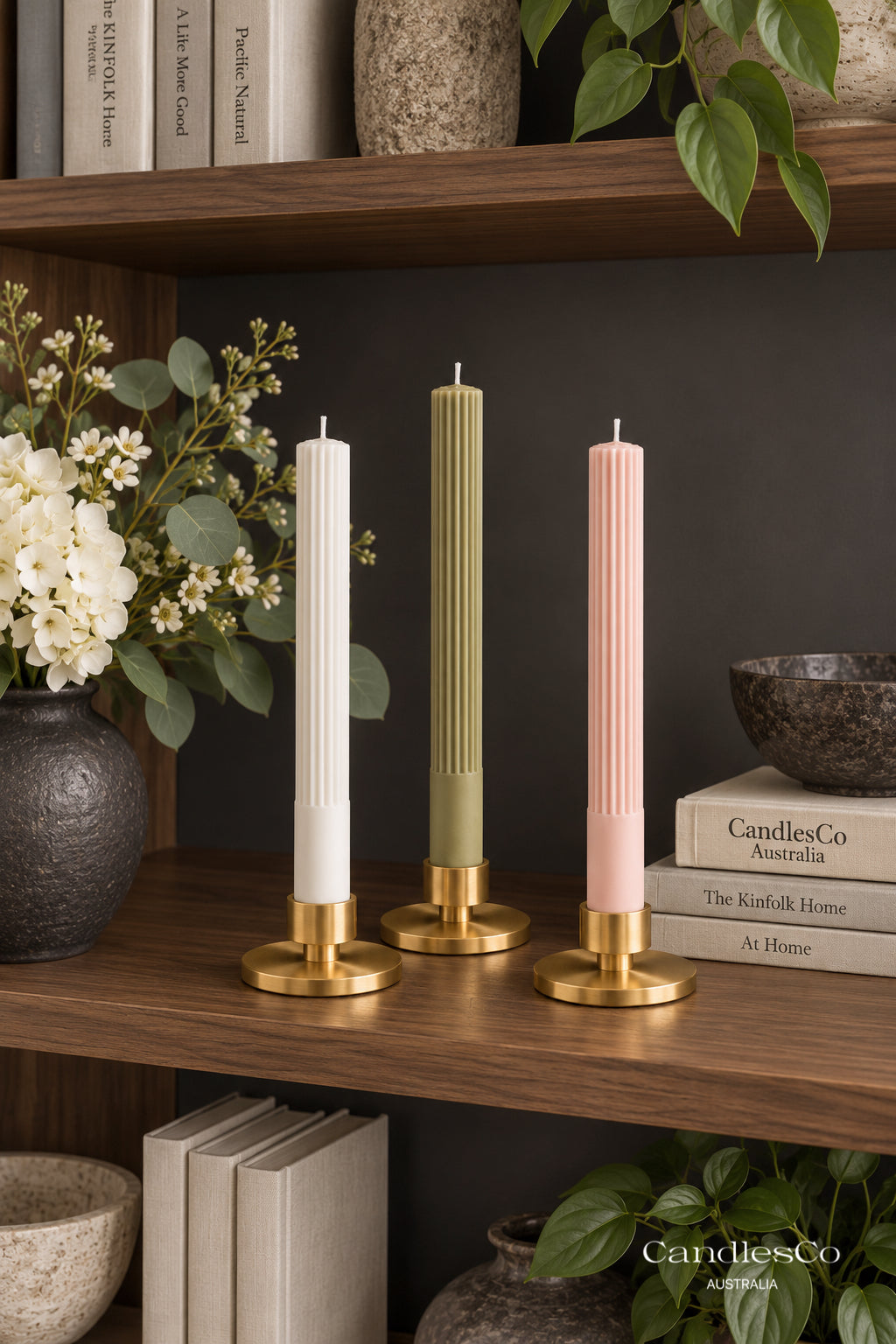 Ribbed Taper Candle – Handmade Fluted Soy Wax Candle | Wedding & Modern Home Décor