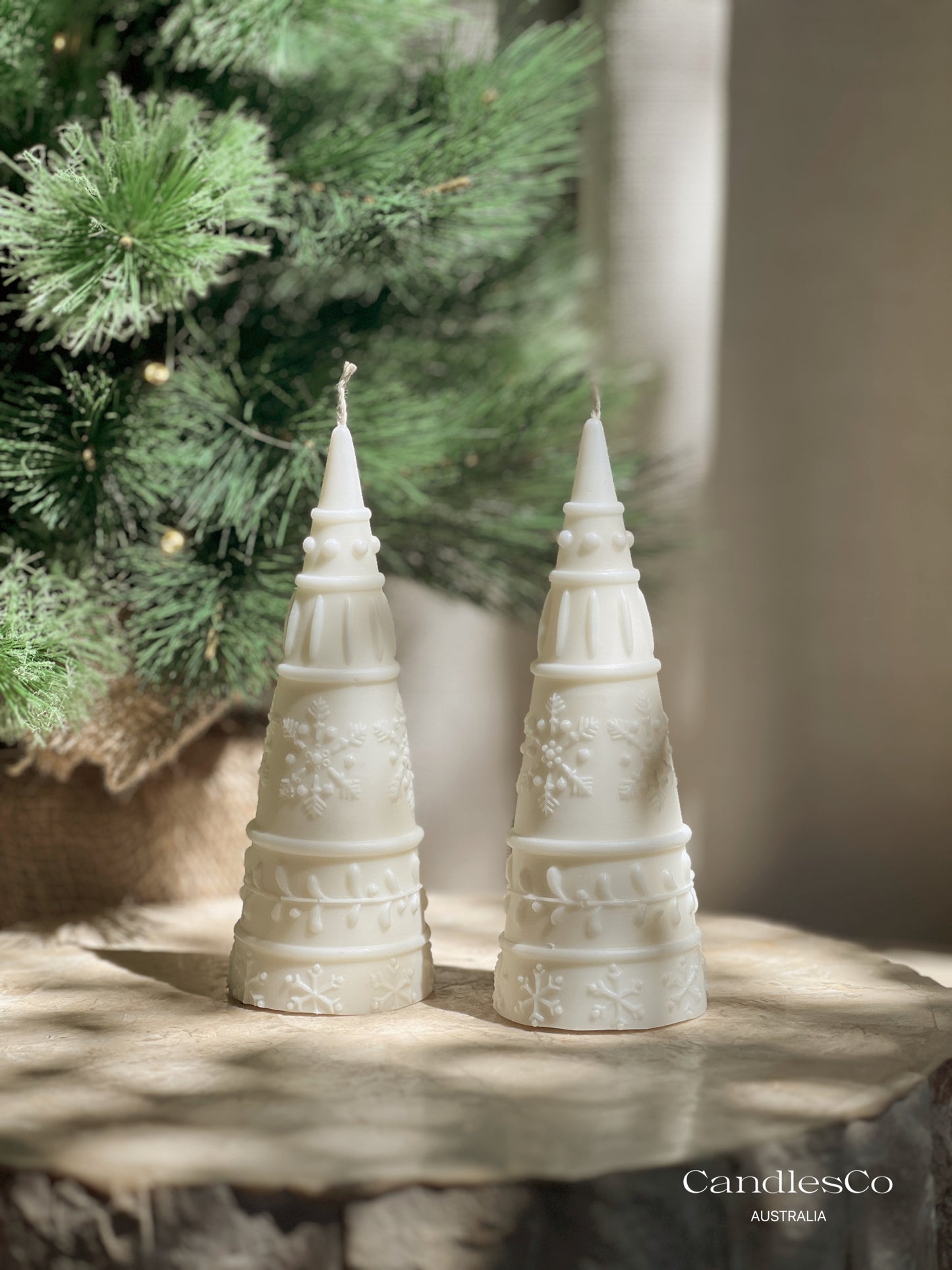 Snowflake Tower Tree Candle