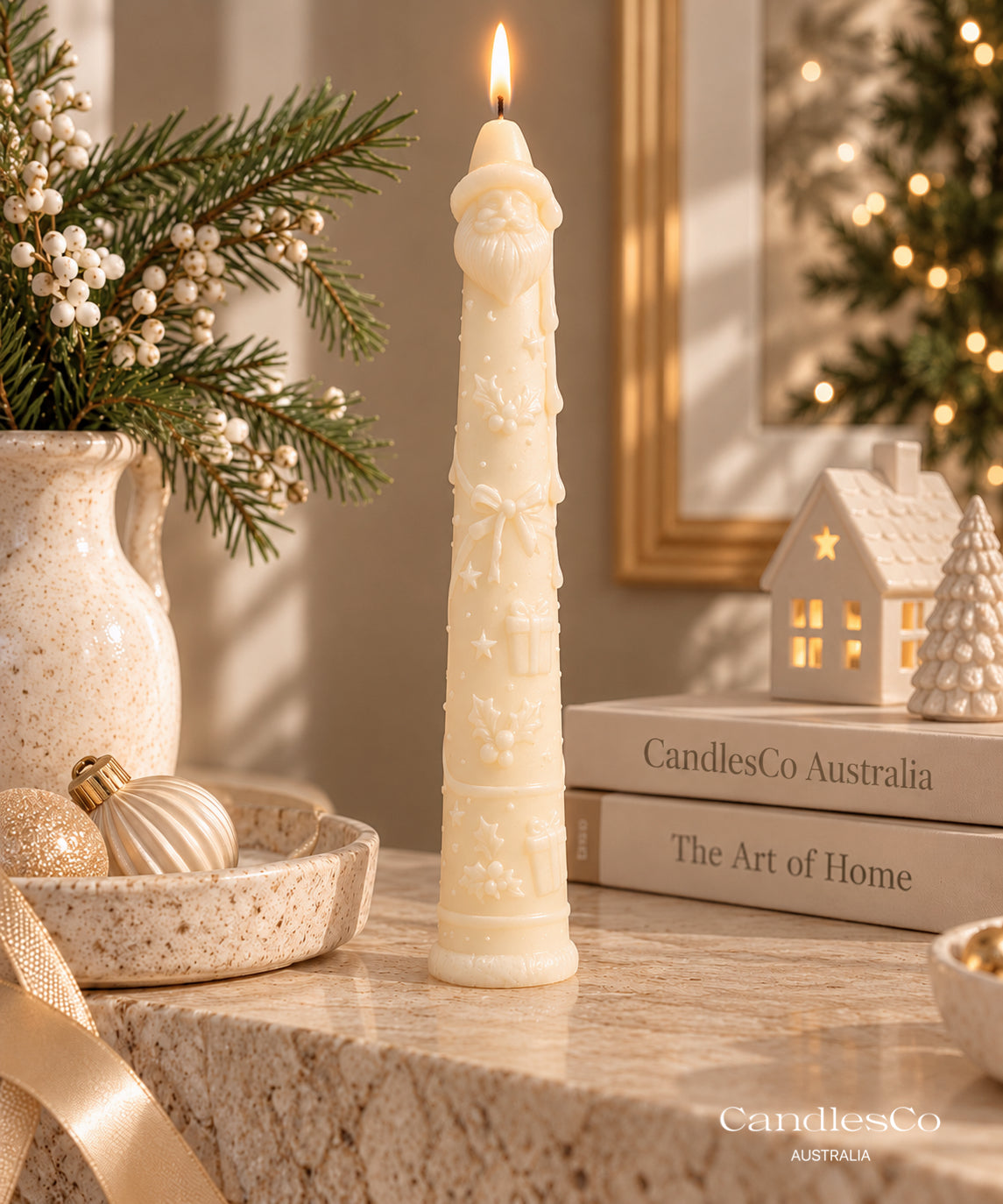 Tall Santa Claus Candle – Handmade Christmas Soy Wax Candle | Festive Holiday Décor