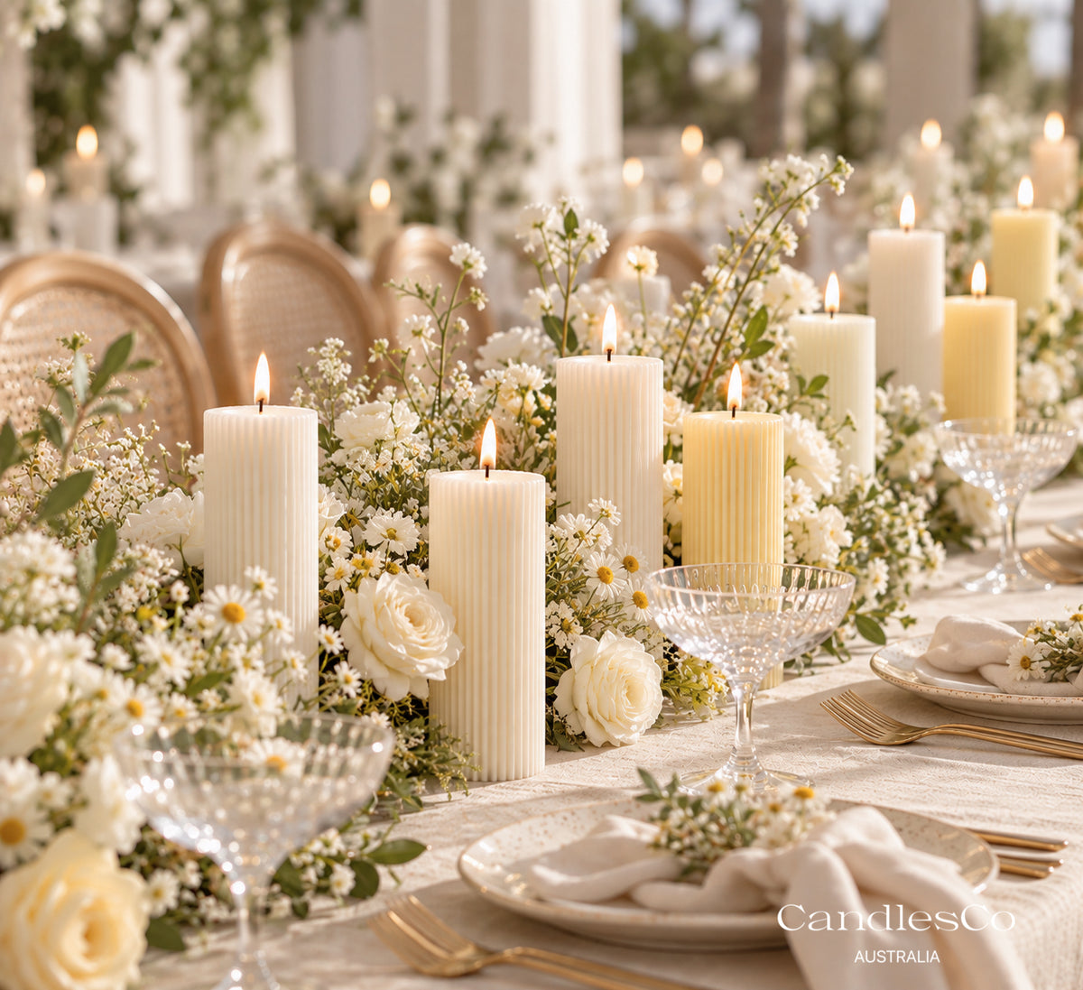 Ribbed Pillar Candle