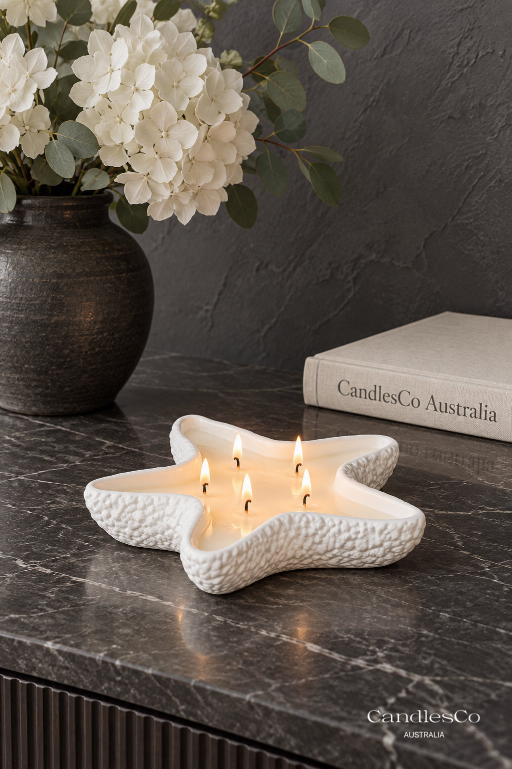 Starfish Candle Bowl – Handmade 6 Wick Scented Soy Candle | Coastal Home Décor