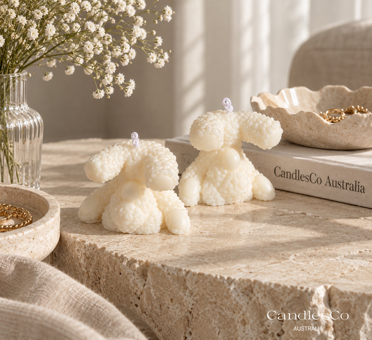 Upside Down Teddy Bear Candle – Handmade Unscented Soy Wax Candle | Cute Bubble Teddy & Baby Shower Gift