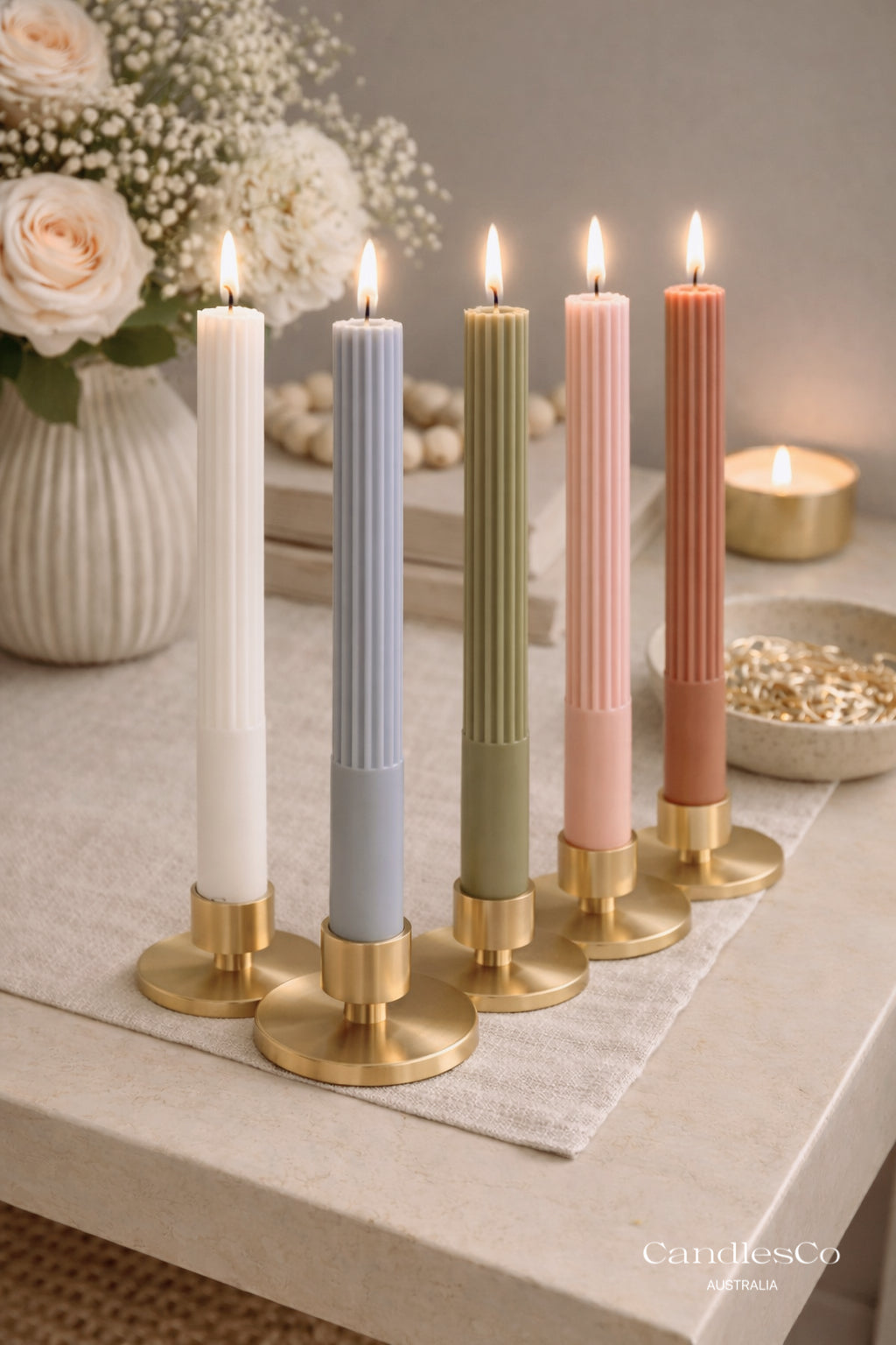 Ribbed Taper Candle