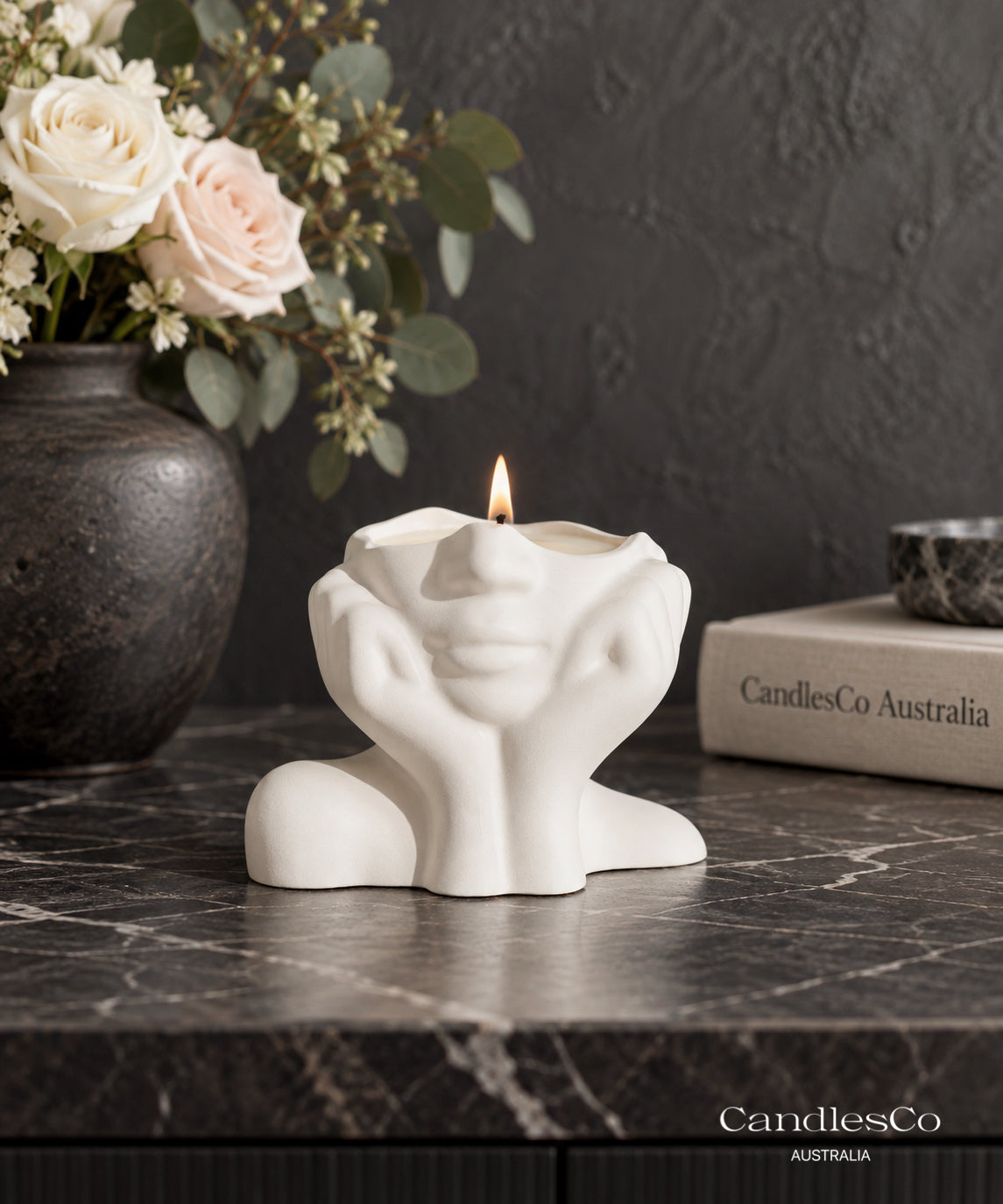 Abstract Woman Face Candle Vessel – Handmade Scented Soy Candle | Sculptural Home Décor
