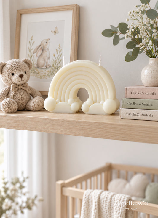Rainbow Cloud Candle – Handmade Sculptural Soy Candle | Nursery & Baby Shower Décor