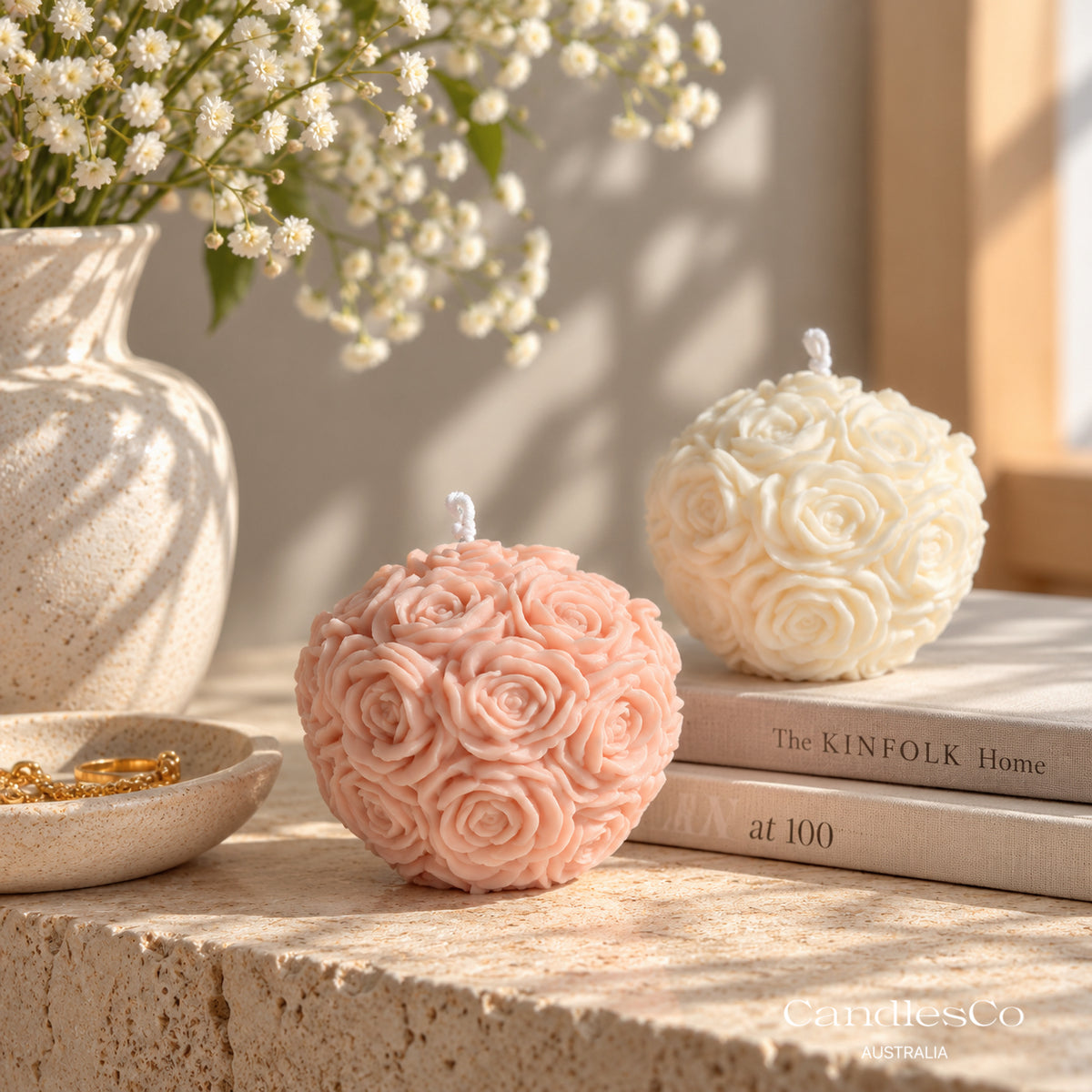 Rose Ball Sculptural Candle
