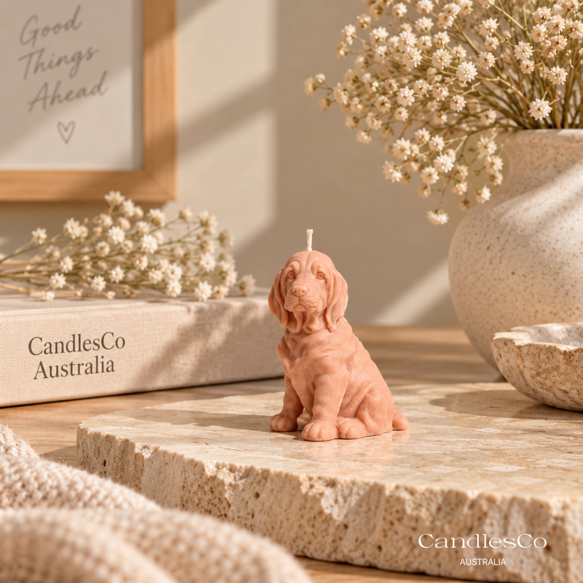 Sitting Spaniel Puppy Candle – Handmade Unscented Soy Wax Dog Candle | Cute Dog Lover Gift & Home Décor