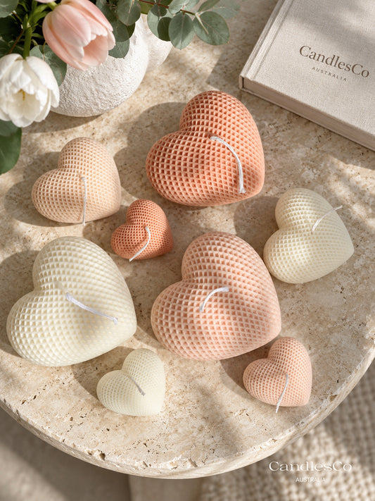 Waffle Heart Candle – Handmade Textured Heart Soy Candle | Valentine’s Day & Home Décor