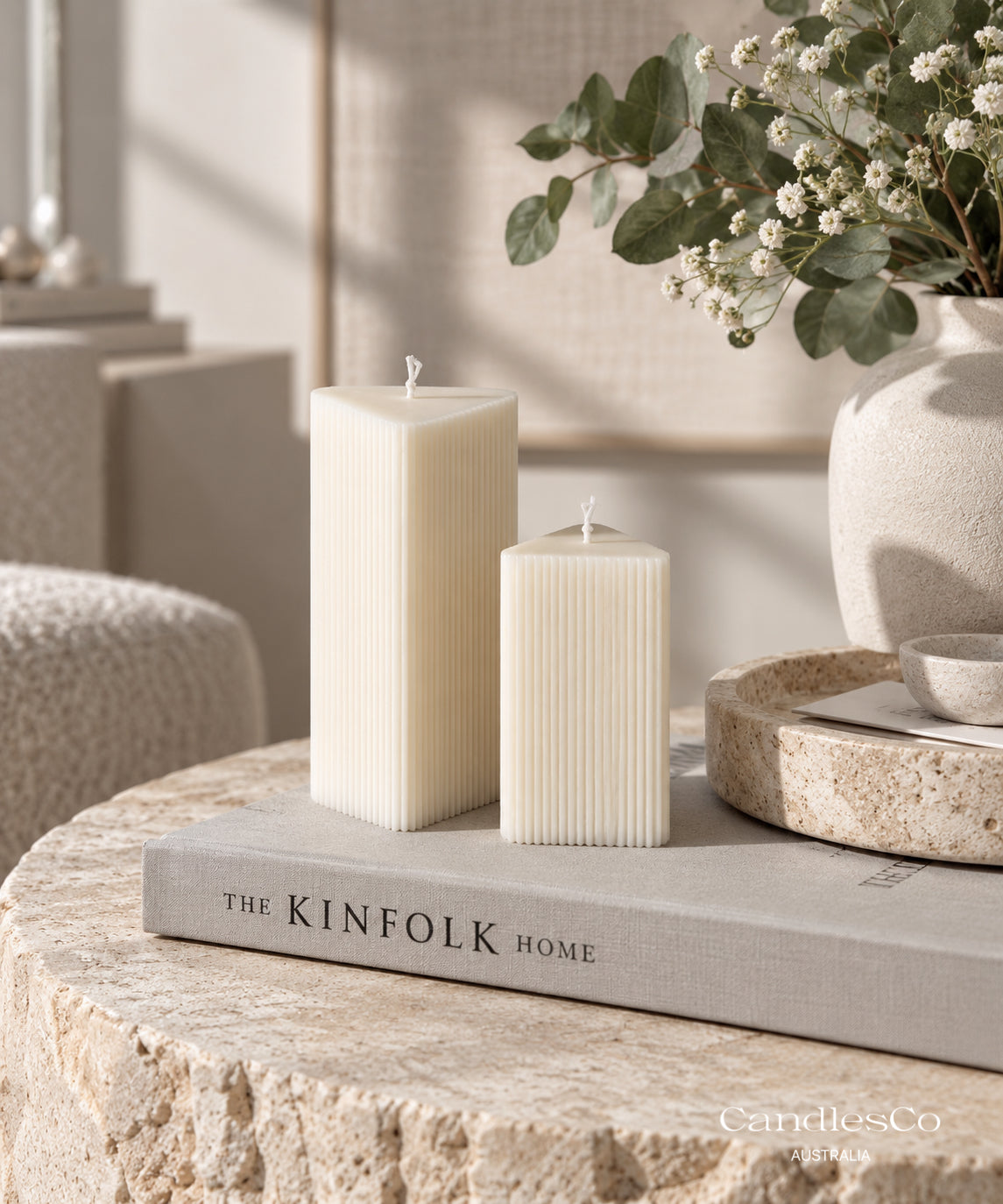 Ribbed Triangular Pillar Candle