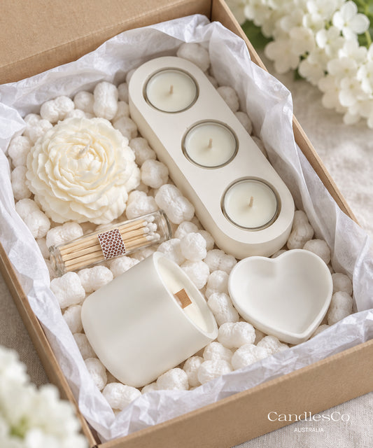 Cosy Home Gift Box – Handmade Soy Candles, Tealight Holder & Homewares | Housewarming Gift Set