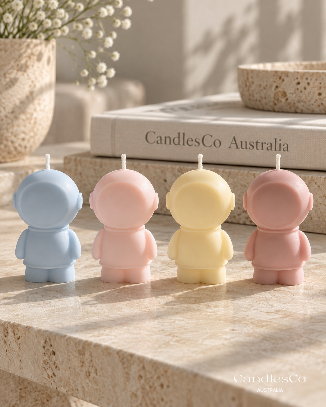 Astronaut Candle – Handmade Unscented Soy Wax Candle | Space Baby Shower Favours & Cute Gifts