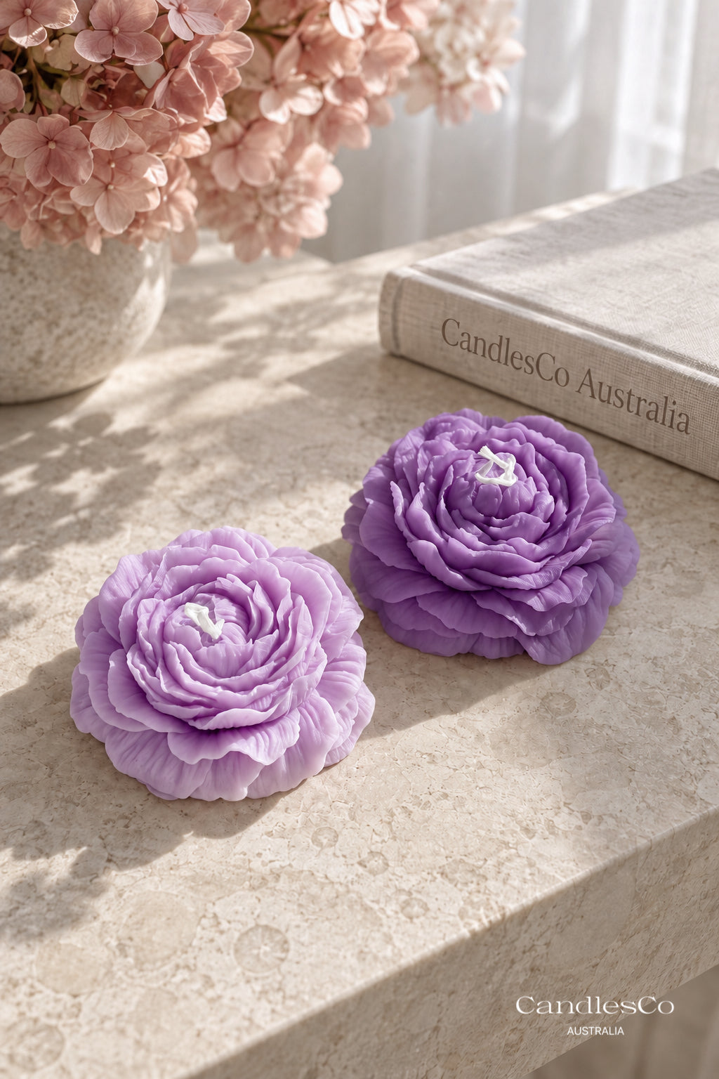 Peony Flower Candle – Handmade Sculptural Soy Candle