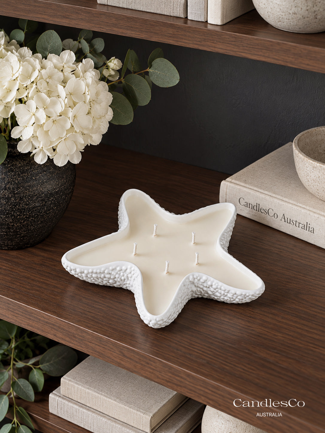 Starfish Candle Bowl – Handmade 6 Wick Scented Soy Candle | Coastal Home Décor