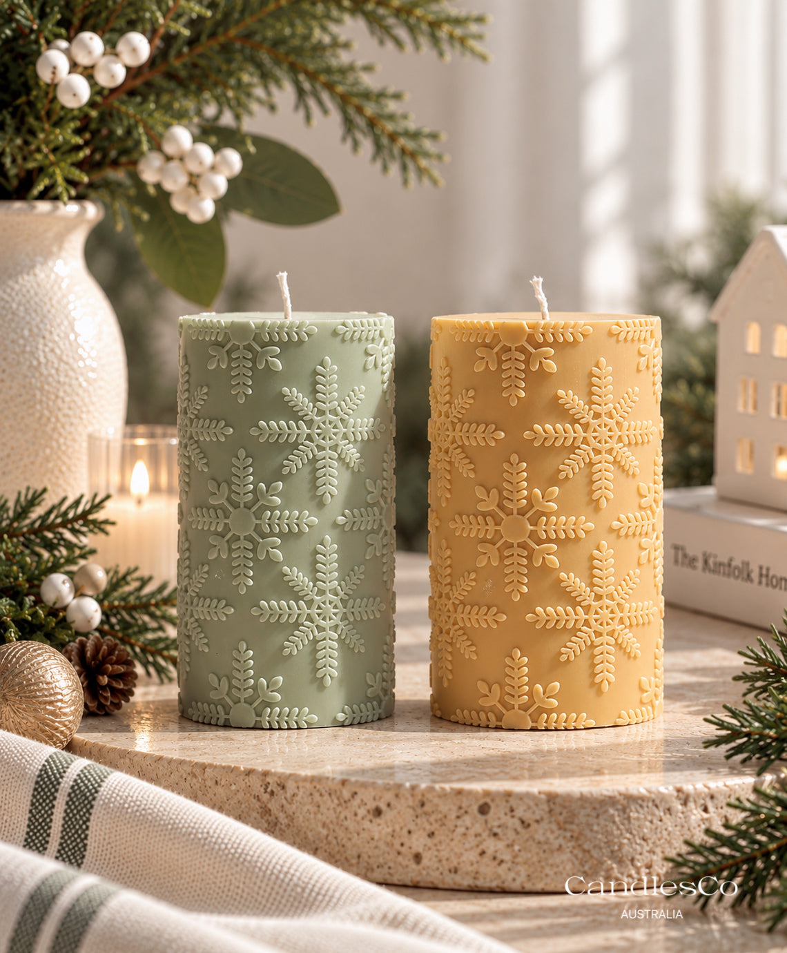 Snowflake Pillar Candle